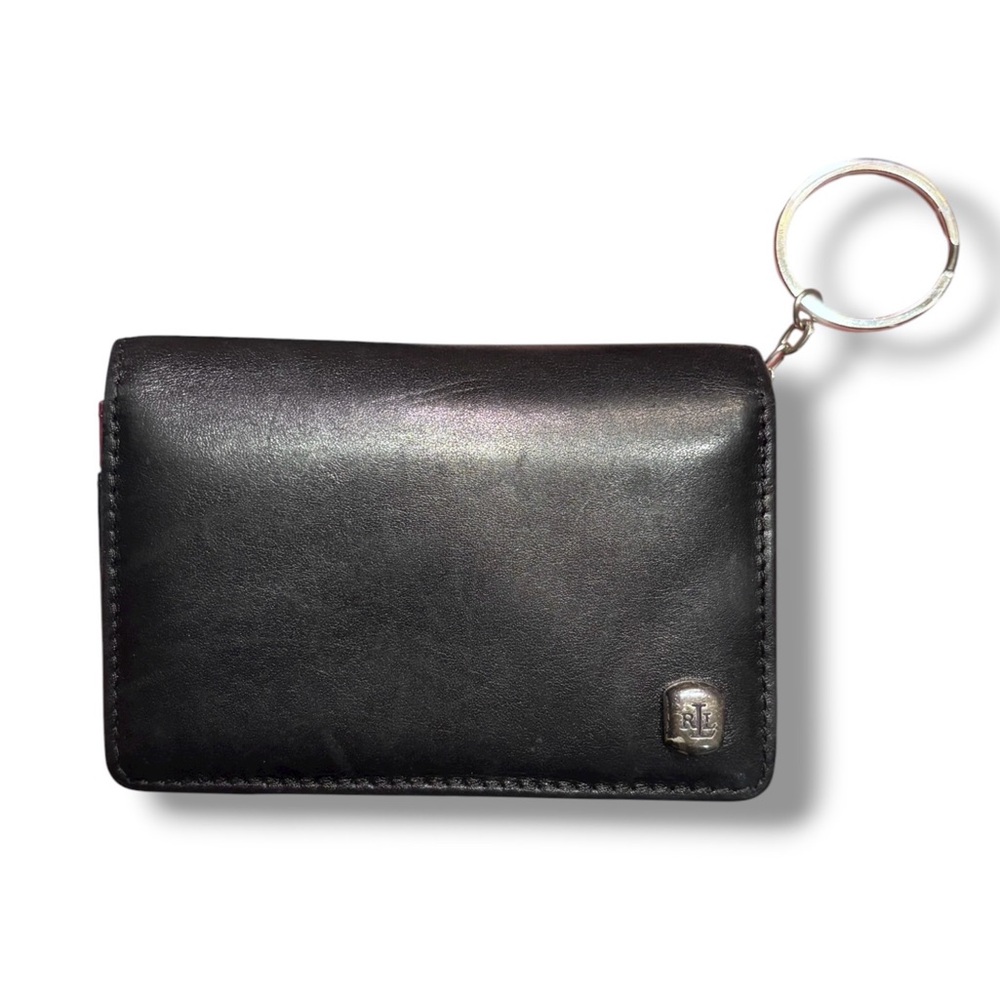 LAUREN RALPH LAUREN Black Leather Keychain Wallet